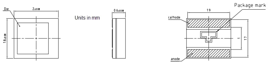 機械図面 - ams OSRAM SFH 2704AシリコンPINフォトダイオード
